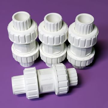 4-Pk 3/4 in. SCH-40 PVC True Union Ball Check Valves Socket-Type ASTM D2466/F1970 One-Way Pro-Flow Control Fittings
