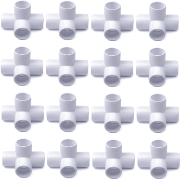 247Garden 3/4 in. 4-Way PVC Elbow ASTM SCH40 Furniture-Grade Fitting 16-Pack Free Ship