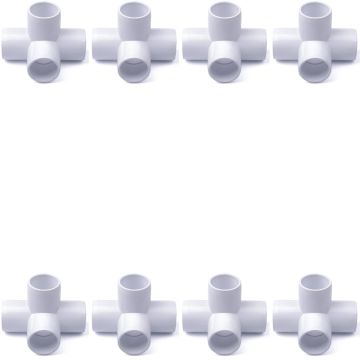 8-Pack 1/2 in. 4-Way SCH40 PVC Elbow Fittings ASTM Furniture-Grade Pipe Connectors