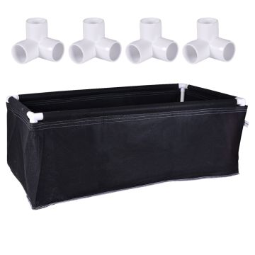 247Garden 2X4 Aeration Frame Grow Bed/Raised Garden (60-Gallon Black 48L x 24W x 18H) w/4PCS 3-Way 3/4" PVC Corner Fitting Kit (No PVC Pipes)
