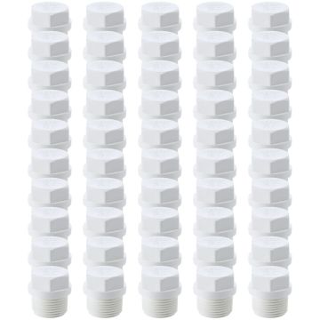 50-Pack 1/2 in. Schedule 40 PVC Male Thread Plugs, NSF/ASTM Pipe Fittings (MPT) SCH40 ASTM D2466