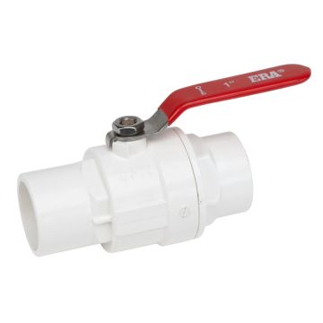 247Garden ERA 1-1/2 in. Two-Piece SCH40 PVC Chroming Ball Shut-Off Valve w/ Stainless Steel Handle