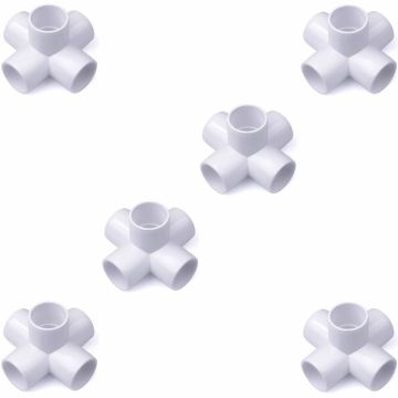 6-Pack 1/2 in. PVC 5-Way Elbow Fittings ASTM SCH40 D2466 Plumbing-Grade Connectors