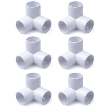 6-Pack 1-1/4" 3-Way SCH40 PVC Elbow, Furniture-Grade Schedule 40 PVC Fittings