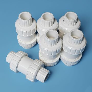 6-Pk 3/4 in. SCH-40 PVC True Union Ball Check Valves Socket-Type ASTM D2466/F1970 One-Way Pro-Flow Control Fittings