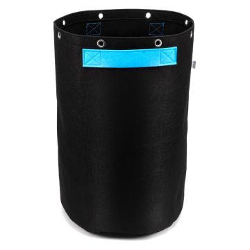 247Garden 15-Gallon Tall LST Bonsai Training Fabric Pot W/ 8 Support Rings, 260GSM, Black Grow Bag w/Short Blue Handles 21H x 14.5D