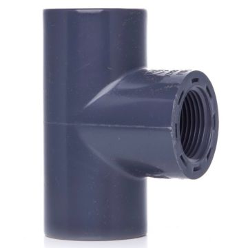 1/2 in. Schedule 80 PVC Female Threaded Tee 3-Way Sch-80 High Pressure Pipe Fitting S x S x Female NSF ASTM D2467