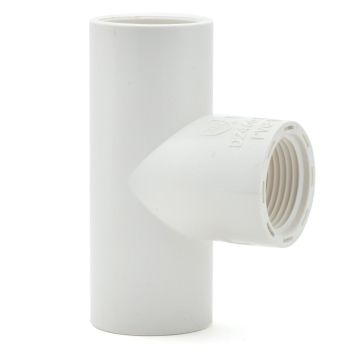 2 in. Schedule 40 PVC Female-Threaded Tee 3-Way Pipe Fitting8 Plumbing-Grade NSF SCH40 ASTM D2466 2" S x S x FPT