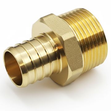 1 in. PEX-B Barb x 1 in. Male Pipe Thread MPT Adapter (Lead Free DZR Brass NSF-Listed F1807 Crimp Fitting)