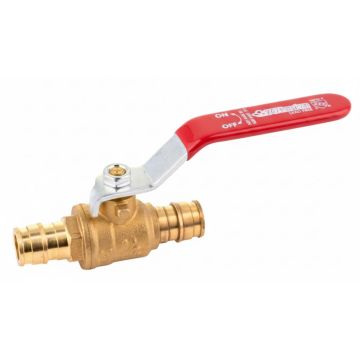 1/2 in. PEX-A Ball Valve w/Red Shutoff Handle, Lead Free Brass NSF F1960 PEX Cold Expansion Shut-On/Off Valve Fitting