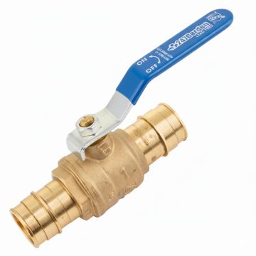 1 in. PEX-A Brass Ball Valve w/Blue Handle, Lead Free NSF F1960 PEX Cold Expansion Shutoff Valve Fitting