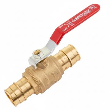 1 in. PEX-A Brass Ball Valve w/Red Handle, Lead Free NSF F1960 PEX Cold Expansion Shutoff Valve Fitting