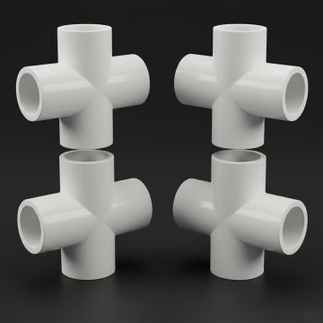 4-Pack 3/4" PVC Cross 4-Way Plumbing-Grade NSF Fittings ASTM D2466