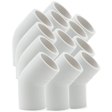 12-Pack 3/4 in. Schedule 40 PVC 45-Degree Elbow Fittings NSF Pipe Fitting SCH40 ASTM D2466