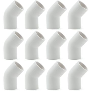 12-Pack 1" 45-Degree SCH-40 PVC Fittings, Plumbing Grade NSF-PW UPC ASTM ANSI D2466