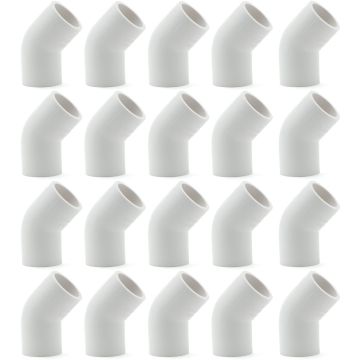 20-Pk 1/2 in. Schedule 40 PVC 45-Degree Elbows NSF/ASTM Pipe Fittings SCH40 ASTM D2466
