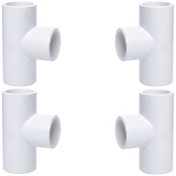 4-PK 1-1/4 in. Schedule 40 PVC Tee 3-Way Pipe Fitting NSF SCH40 ASTM D2466 1.25" T