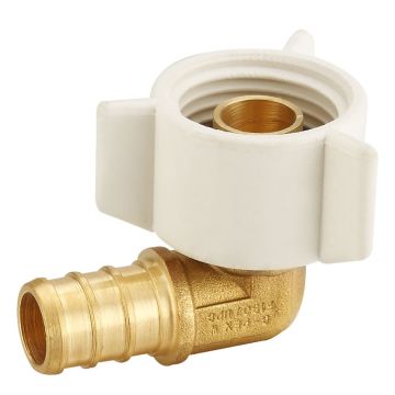 1/2" PEX-B Brass x 1/2" Female NPT Swivel 90° Elbow Adapter, Lead Free DZR Brass NSF F1807/F2159 PEX Crimp Fitting