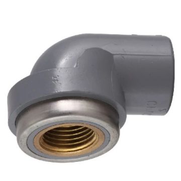 1/2 in. SCH80 PVC 90-Degree Female Elbow w/Brass Threaded High Pressure Fitting ASTM D2467