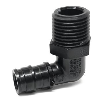 1/2" PEX-A x MPT 90° Male Elbow Adapter PPSU Plastic Expansion PEX Fitting ASTM F1960 NSF