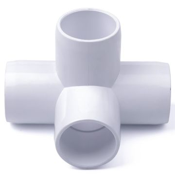 2 in. SCH-40 PVC 4-Way Elbow+Tee Fitting ASTM Furniture-Grade Connector