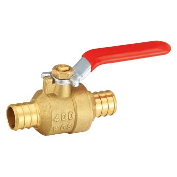 1 in. PEX-B Brass Full Port F1807 400# Ball Valve (ASTM Lead Free Brass F1807 Crimp Fitting) RED