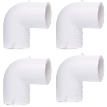 4-Pack 1" 90-Degree SCH-40 PVC Fittings, Plumbing Grade NSF-PW UPC ASTM ANSI D2466