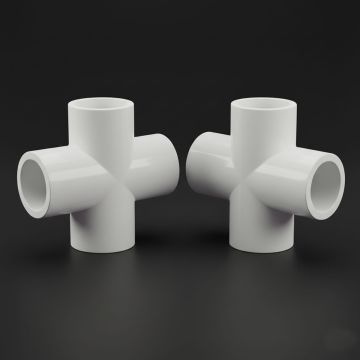 2-Pack 3/4" PVC Cross 4-Way Plumbing-Grade NSF Fittings ASTM D2466