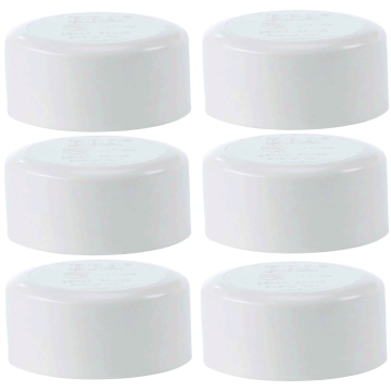 6-Pk 6" SCH40 PVC End Cap/Plug Pressure Pipe Fitting NSF-PW White ASTM D2466 