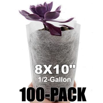 247Garden 100-Pack 8X10" Aeration Seedling Pot/Nursery Fabric Plant Grow Bag/Cover/Filter (40GSM Non-Woven BPA-Free 4.5D x 8H 1/2-Gallon) w/ Free USA Shipping