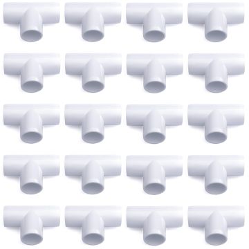 20-Pack 3/4 in. Schedule 40 PVC Tees 3-Way Pipe T-Fittings SCH40 ASTM D2466