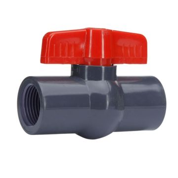 3/4 in. SCH80 Heavy-Duty PVC Compact Ball Valve Thread-Type American-Standard Fitting (Black Grey Color, Red Handle) for SCH40/80 Pipes