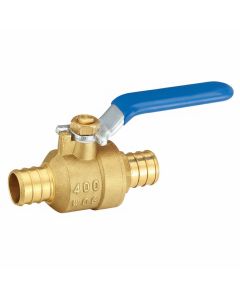 1 in. PEX-B Brass Full Port F1807 400# Ball Valve (ASTM Lead Free Brass F1807 Crimp Fitting) BLUE