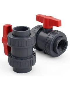 2-Pack 1/2 in. SCH-40/80 PVC True Union Ball Valves Socket-to-Threaded Slip x FNPT Fitting ASTM/ANSI