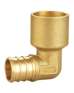 1/2 in. PEX x 1/2 in. Female Sweat Copper 90-Degree Elbow (Lead Free DZR Brass NSF F1807 PEX Crimp Fitting)