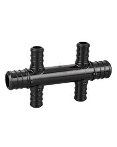 Manifold 3/4" inlet, 1/2" outlet, 4-port bilateral open, ASTM F2159 