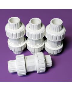 4-Pk 3/4 in. SCH-40 PVC True Union Ball Check Valves Socket-Type ASTM D2466/F1970 One-Way Pro-Flow Control Fittings