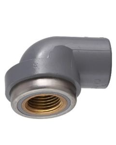 1 in. SCH80 PVC 90-Degree Female Elbow w/Brass Threaded Fitting ASTM D2467, PVC Socket-to-Female Brass Connector