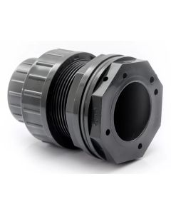1 in. PVC Schedule-80 Union Bulkhead Water Tank Adapter w/EPDM Gasket, Gray, Socket x Socket ASTM D2467/F1970