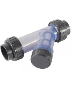 4 in. PVC SCH-80 True Union Y-Strainer/Filter Clear w/ Heavy-Duty Gray Socket Fittings + Transparent Body ASTM D2467 + 1pc Extra 20-Micron Screen