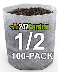100-Pack 1/2-Gallon OG Square Starter Plant Grow Bags White 40GSM Aeration Fabric Pots BPA-Free 5H x 6D
