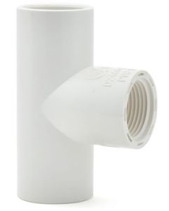 2 in. Schedule 40 PVC Female-Threaded Tee 3-Way Pipe Fitting8 Plumbing-Grade NSF SCH40 ASTM D2466 2" S x S x FPT