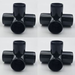 247WorkShop 4-Pk 1/2 in. 4-Way Black PVC Elbow Construction Fittings ...