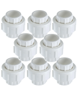 8-Pack 3/4 in. Schedule 40 PVC Unions w/ O-Ring Slip/Socket Pipe Fittings ASTM D2466/F1970